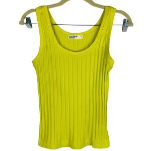 Stateside by Anthropologie Neon Green Ribbed Stretch Cotton Tank Top Small Light